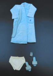 784 KEN DOLL TERRY TOGS 1961 - 1964 BLUE ROBE, BELT,  UNDIES, RAZOR, SLIPPERS